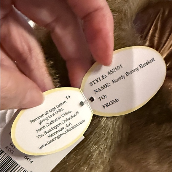 Bearington Brown Bunny Easter Plush Basket - Picture 7 of 8